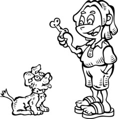 Happy Child and his dog