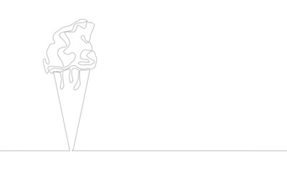 Self drawing of one line drawing of isolated ice cream cone