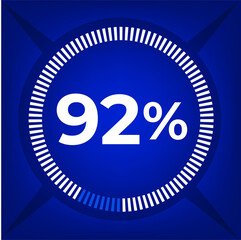 92 percent count on dark blue background