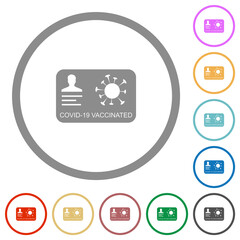 Covid 19 vaccinated flat icons with outlines