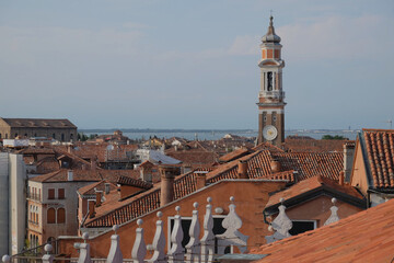 Fototapeta na wymiar Panoramic cityscape of roofs of Venice, Italy