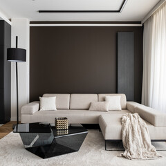 Big, corner sofa in elegant living room