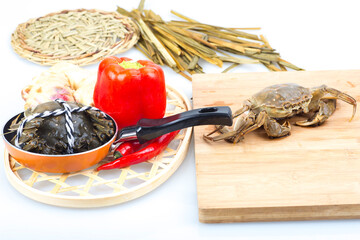 Crabs on a white background