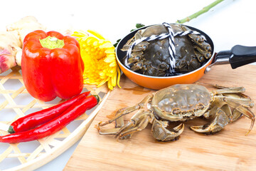 Crabs on a white background