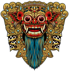 Balinese Barong Mask Illustration