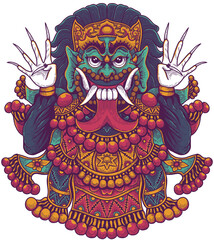 Balinese mask dancer illustration