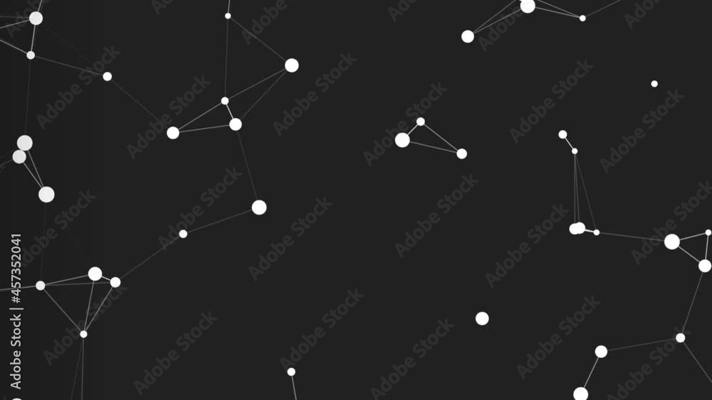 Poster rendered computer generated video abstract moving background. triangles, dots and lines are connecti