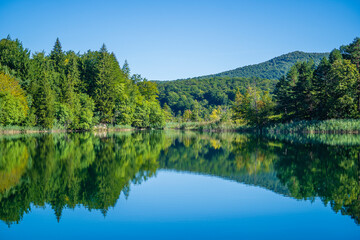 Fototapeta na wymiar Wonderful view of the Plitvice Lakes National Park. Croatia
