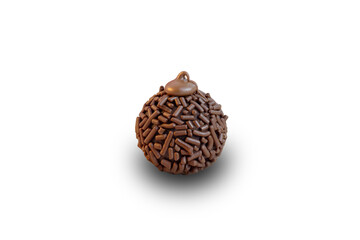 Brigadeiro, traditional brazilian sweet, on white background.