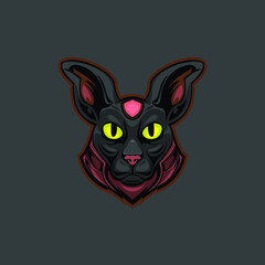 cat anubis head logo mascot template