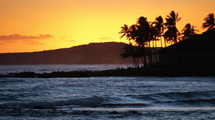 Fototapeta na wymiar Sunset at Waiohai Beach on the south shore of Kauai