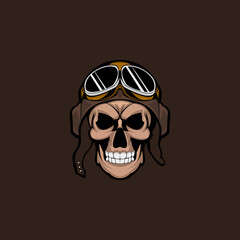 pilot skull head logo mascot template