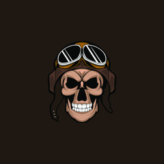 pilot skull head logo mascot template