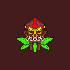 tiki mask logo mascot template
