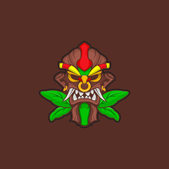 tiki mask logo mascot template