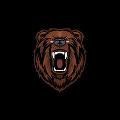 bear grizzly head logo mascot template