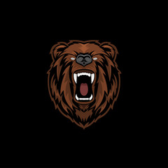 bear grizzly head logo mascot template