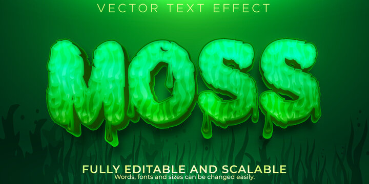 Moss green text effect, editable swamp and lake text style