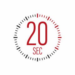 The 20 second, timer, stopwatch vector icon. 20 second Stopwatch icon in flat style. Vector stock illustration.