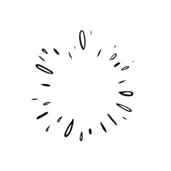 Sunburst doodle. Star, firework explosion. Hand drawn vector Illustration.