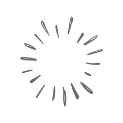 Sunburst doodle. Star, firework explosion. Hand drawn vector Illustration.