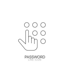 Hand enters the password vector line icon