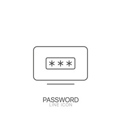Laptop with password window vector line icon