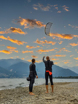 Kiteboarding lesson on Lake Como