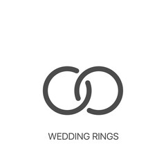 Obraz premium Wedding rings vector line icon. Wedding rings trendy illustration
