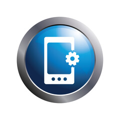 Modern smartphone button in blue color.