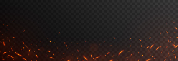 Vector fiery sparks on an isolated transparent background. Sparks png, fire png, fiery particles.