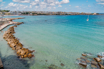 Fototapeta premium OTRANTO. LECCE. SUMMER 2021. Sunny day in the beautifull Otranto. View of the old historic town