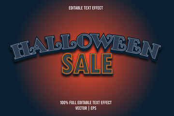 Halloween sale editable text effect orange and blue color