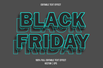 Black friday editable text effect black and cyan color