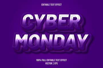 Cyber monday 3 dimension editable text effect purple color