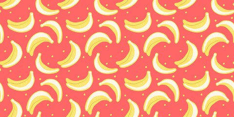 Seamless pattern with bananas hand painted with ink brush