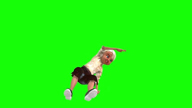 3d animation of a blond fit cartoon boy dancing and performin acrobatics.