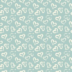 Seamless heart pattern. Hand painted ink brush