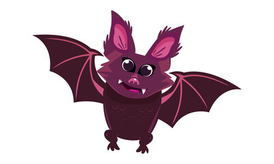 Vector cartoon illustration of happy friendly bat character. vector illustration of an extraordinary cute bat cartoon on white background