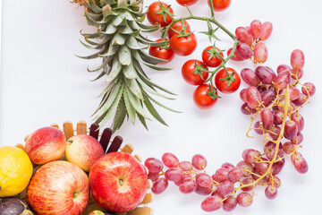 Fruit on a white background