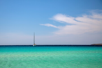 Turquoise sea and blue sky in the summer