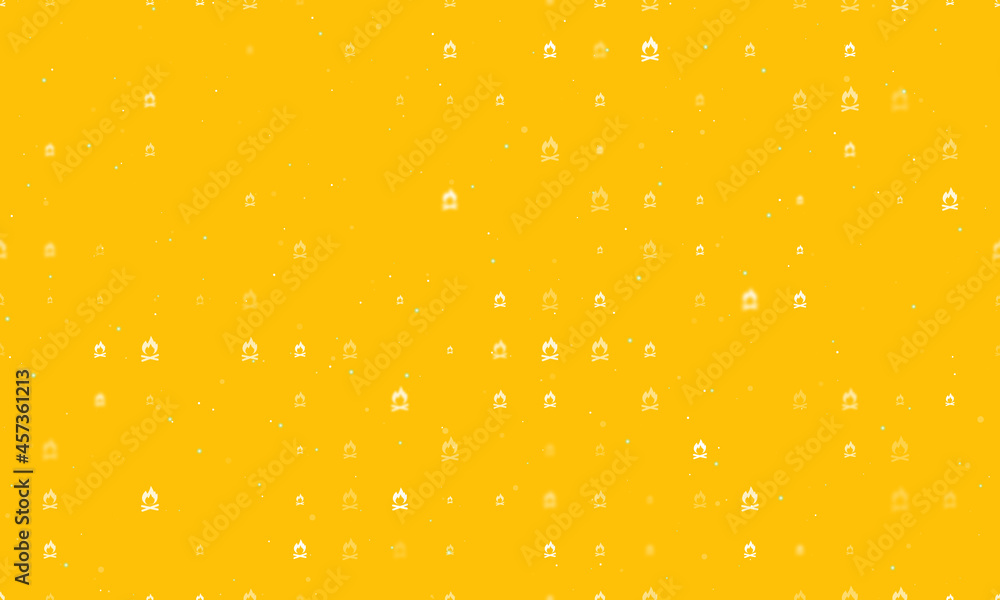 Poster seamless background pattern of evenly spaced white bonfire symbols of different sizes and opacity. v