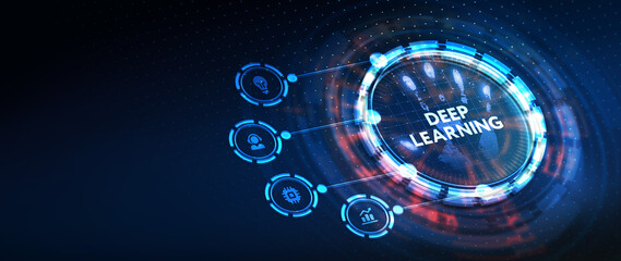 Deep learning artificial intelligence neural network. Technology, Internet and network concept. 3d illustration
