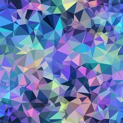 Seamless iridescent triangle pattern for surface pattern print. High quality illustration. Blue and purple holographic vivid trendy swatch. Funky contemporary graphic tile for background or textile.