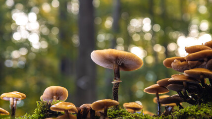 Pilze im Wald auf einem Baumstamm