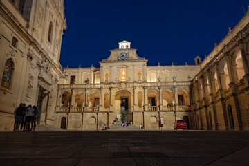 Obraz premium Lecce, walking down the old town by night in summer