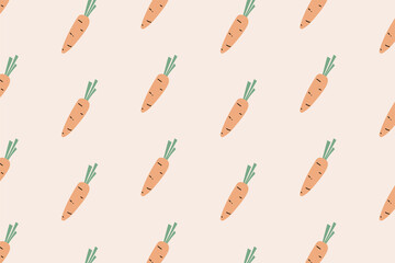 Carrot seamless pattern background. Hand drawn style vector design illustrations.