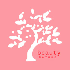 Tree vector logo this beautiful tree is a symbol of life, beauty, growth, strength, and good health.
Tree vector icon. Art trees vector illustration logo design. Beauty studio lettering composition.