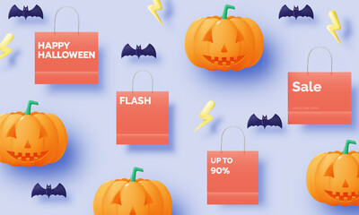 Happy halloween seasonal sale banner
