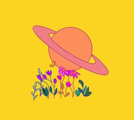 Planet  with flowers